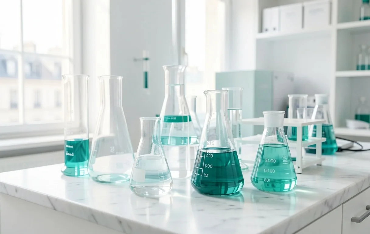 Verrerie de laboratoire dans une atmosphère éthérée